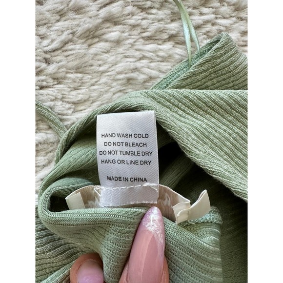 Beige Botany Green Bandeau Top With Ties Women's Size Medium - Picture 6 of 7